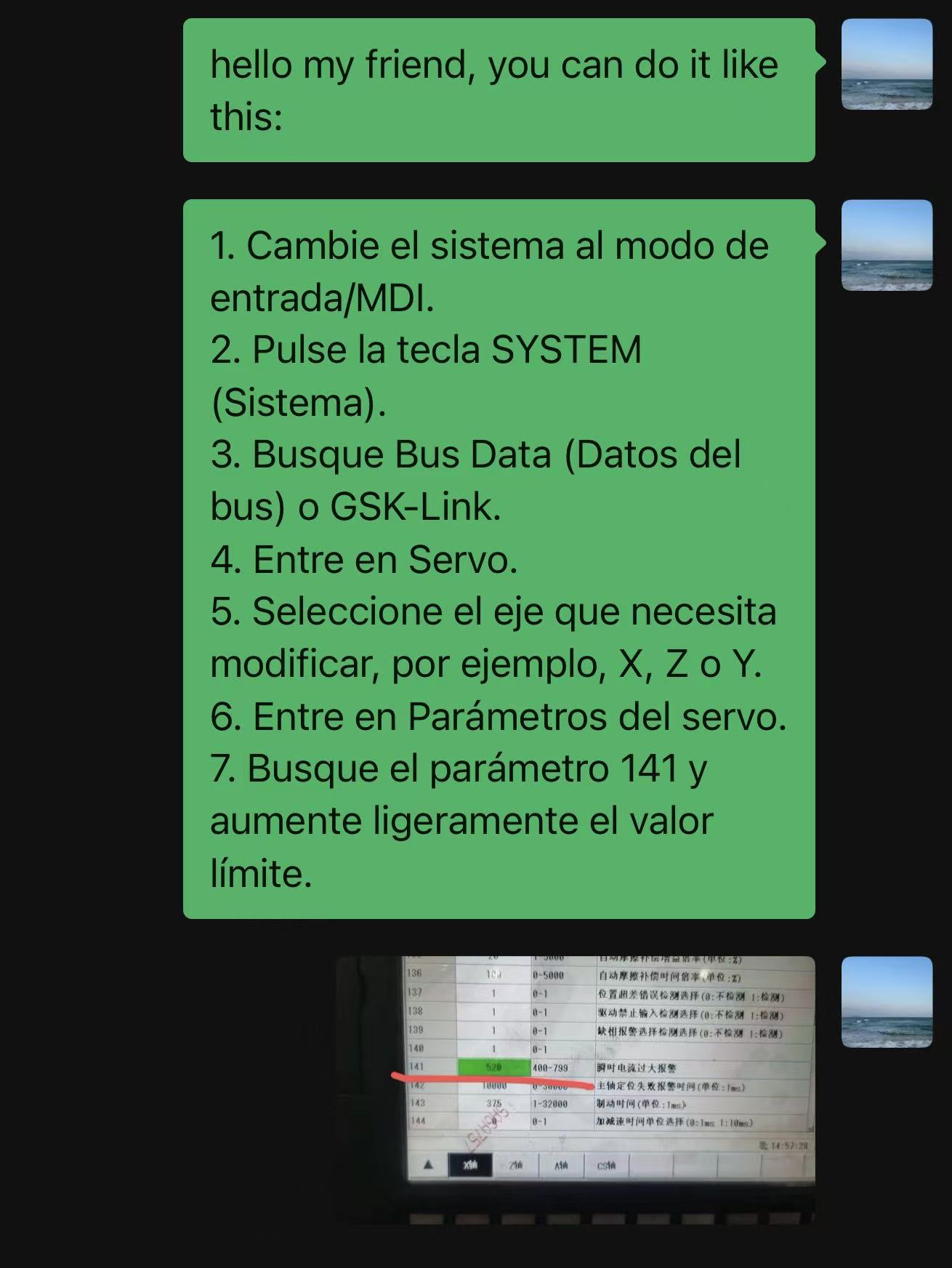 Remote machine diagnosis guidance in Spanish